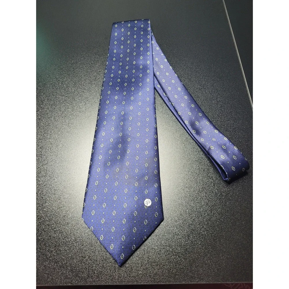 Versace Men's Necktie Blue Geometric Silk 3.75 x 58 Excellent